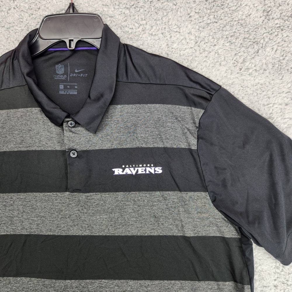 Baltimore Ravens Nike Dri-Fit NFL Onfield Apparel Polo Shirt Mens Size XL Black - Picture 2 of 8